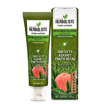 Зубная паста «Зеленый чай и персик» Twin Lotus, 100 г, тайские зубные пасты